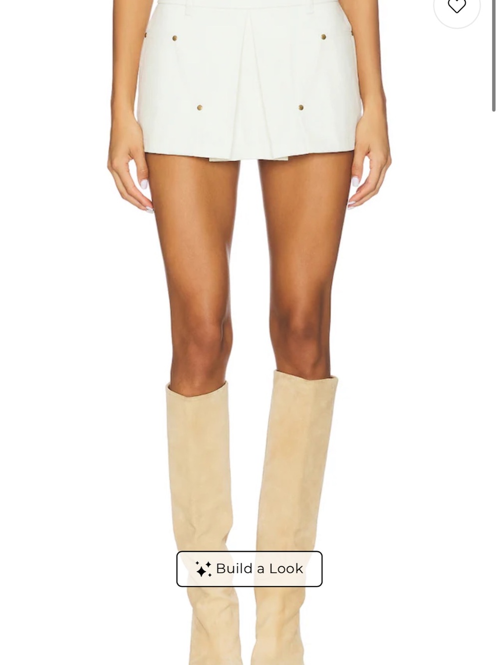 Lovers + Friends White Mini Skort with Gold Stud Accents